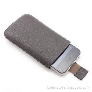 Leather Mobile Phone Case for Apple's iPhone 4, Retractable Pull-tab, Available in Various Veins